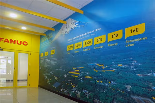 Diseño de espacio expositivo y showroom industrial para maquinaria Fanuc